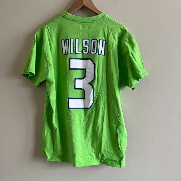 NFL Team Apparel Green Seattle Seahawks' Russell Wilson 3 Tee Shirt Top Mens L - Picture 4 of 4